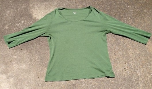 Turning a shirt into a scarf - step 1