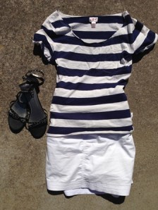 Striped tee and white skort