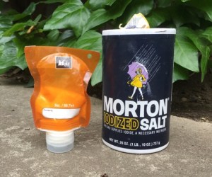 salt makes a great solid substitute for some liquid toiletries