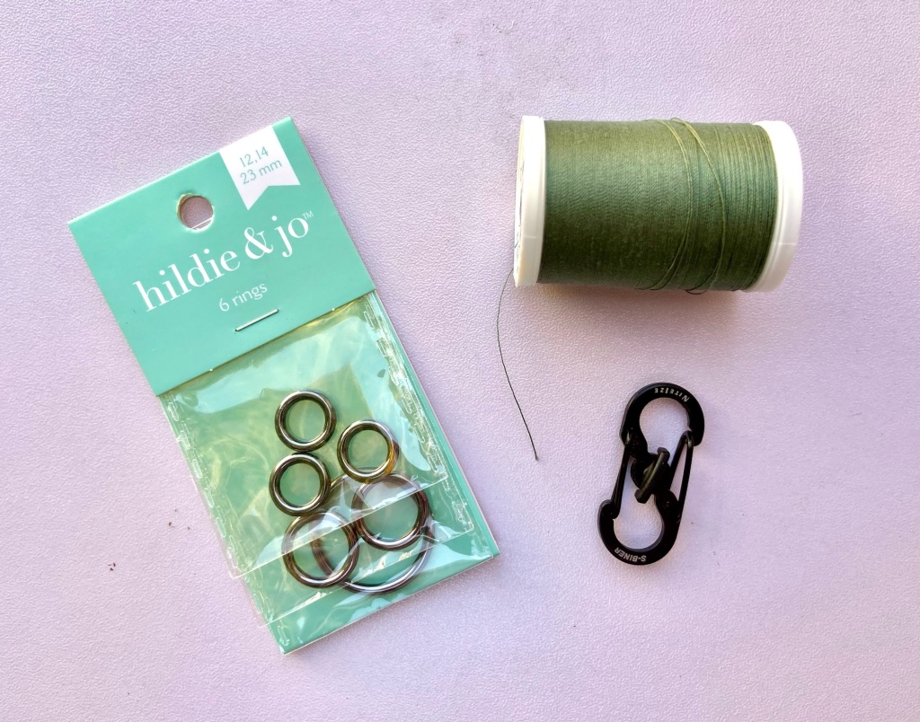 Thread, jump rings and micro-lock S-biner
