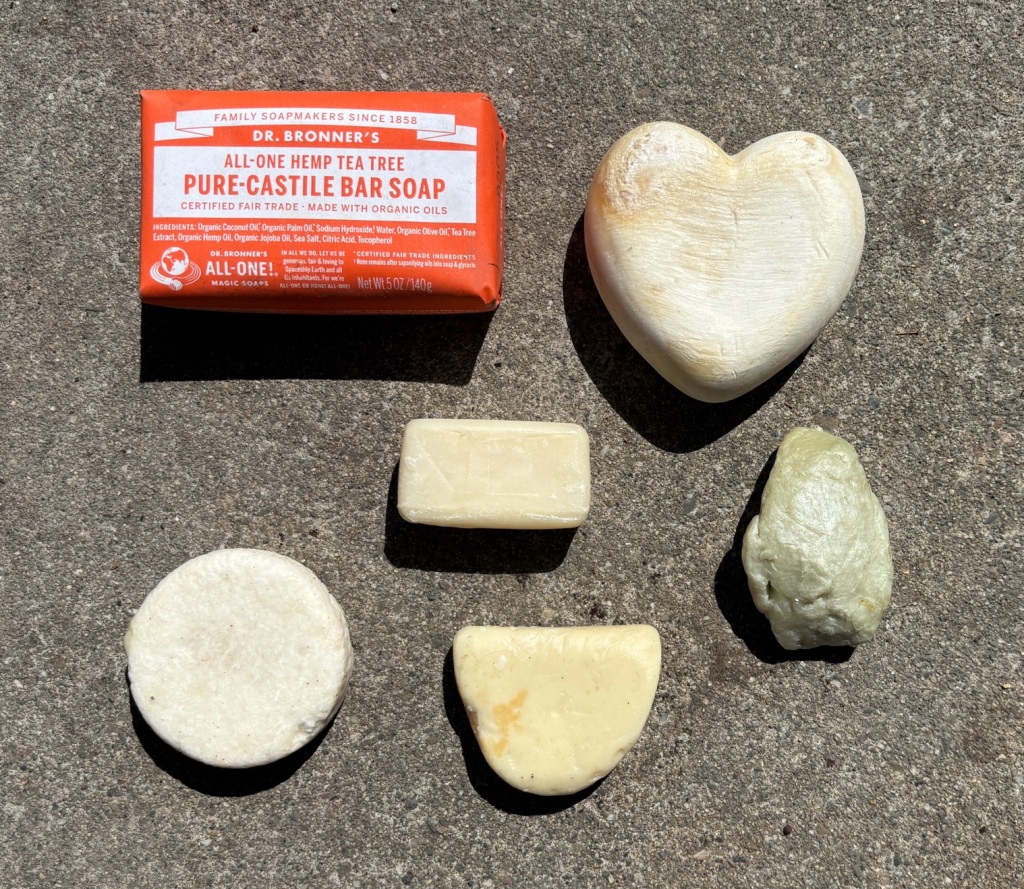 Various solid shampoo and conditioner bars